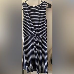 White and navy knee high dress